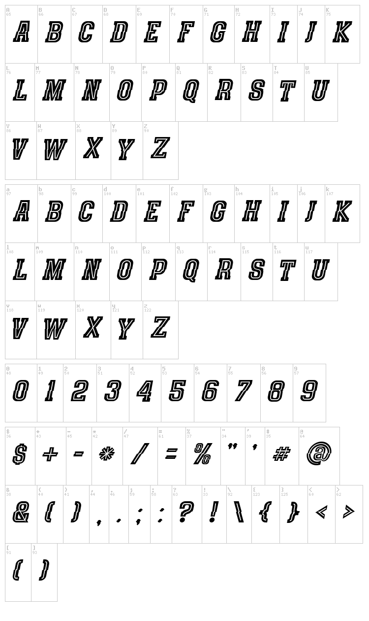 Speedhunter Line font map